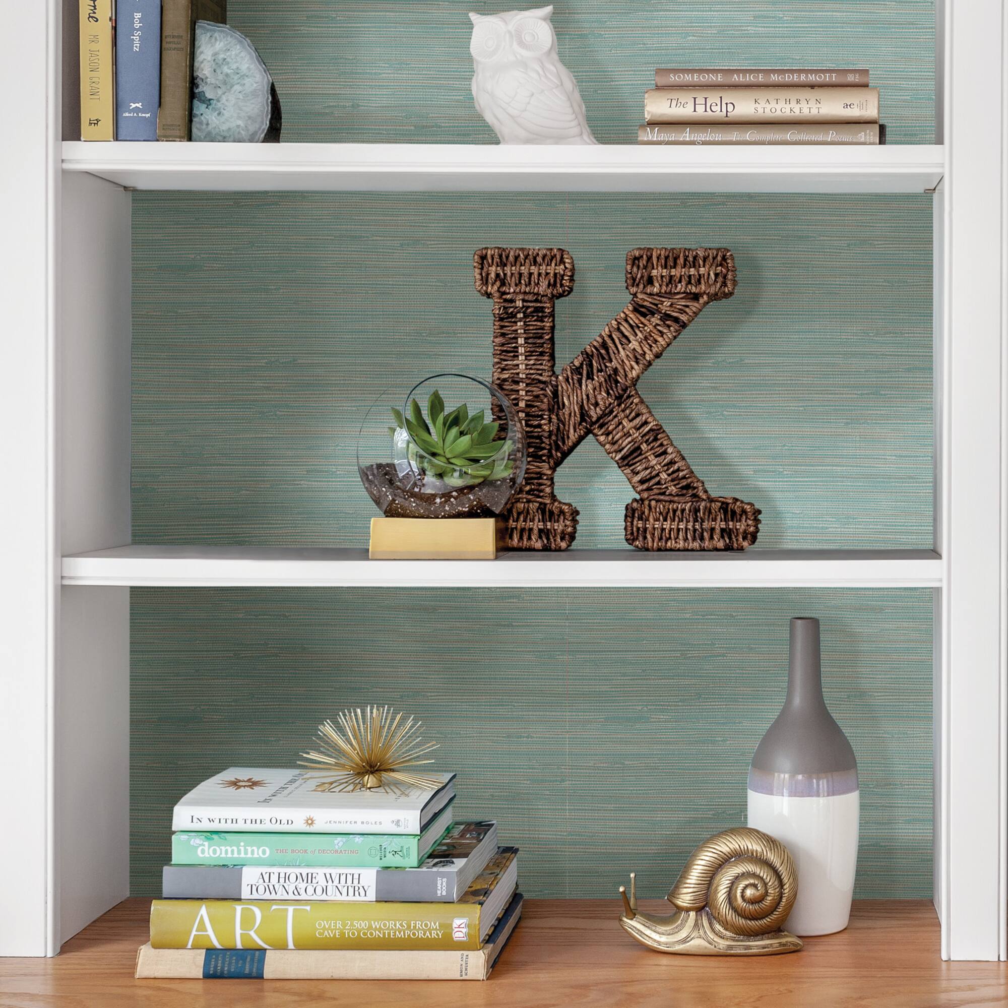 NuWallpaper Teal Tibetan Grasscloth Peel & Stick Wallpaper